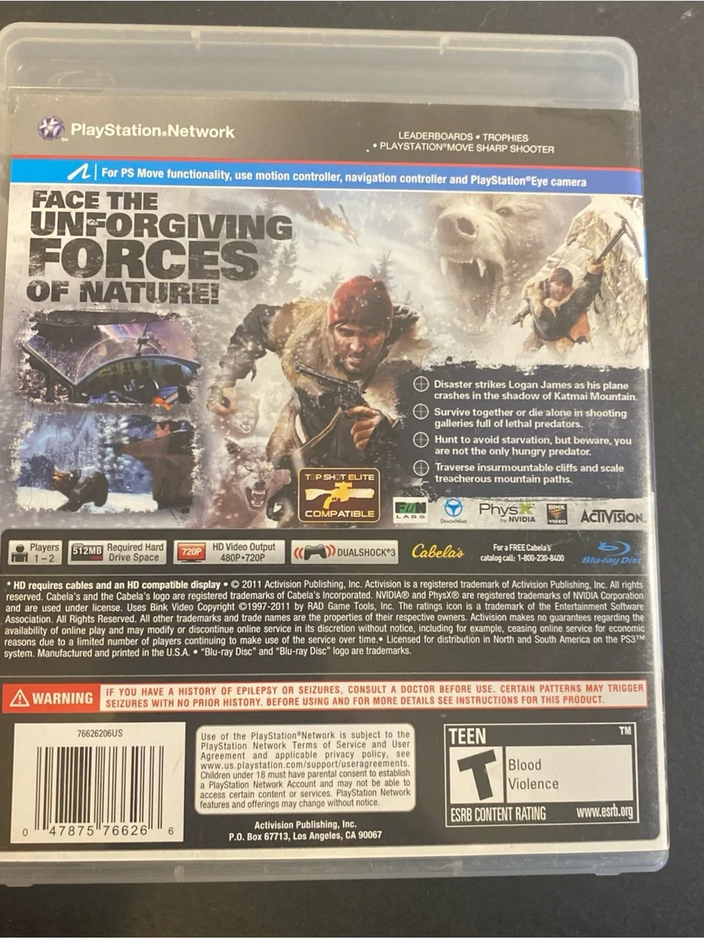 Cabelas Survival Shadows of Katmai PS3 PlayStation 3 Complete